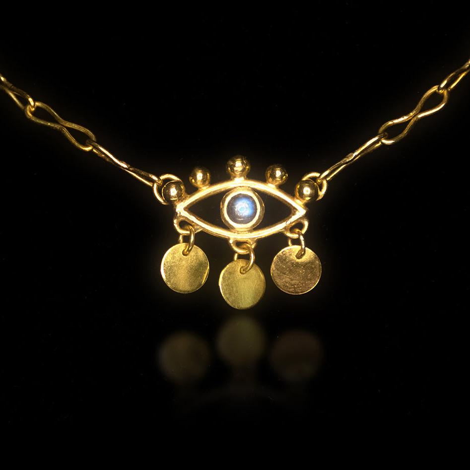 18K Moonstone Eye Necklace