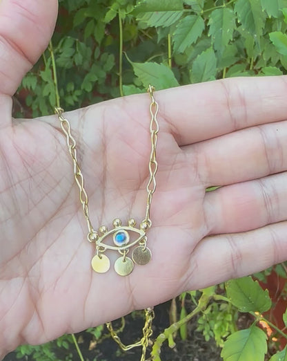 18K Moonstone Eye Necklace